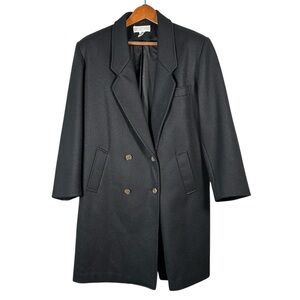 Bryant Park Women’s Size 20 Vintage Black 100% New Wool Pea Trench Coat 80s